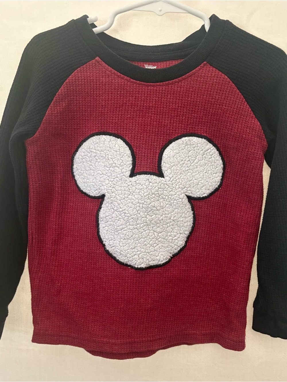 Disney Red & Black Long-Sleeve Sweatshirt with White Mickey Patch